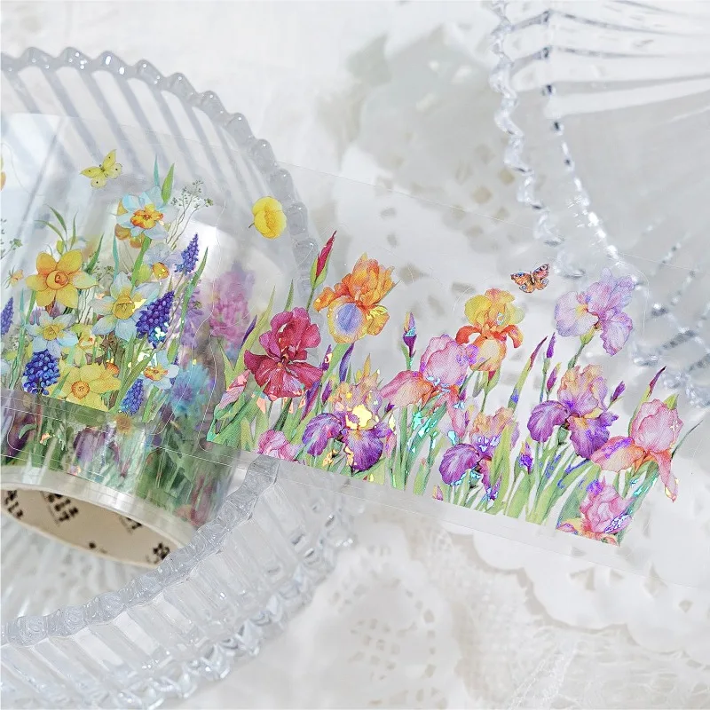 1pc PET Tape Mountain Flower Branch Series Retro Gorgeous Dream Plant Handbook Decorative Collage Base Material