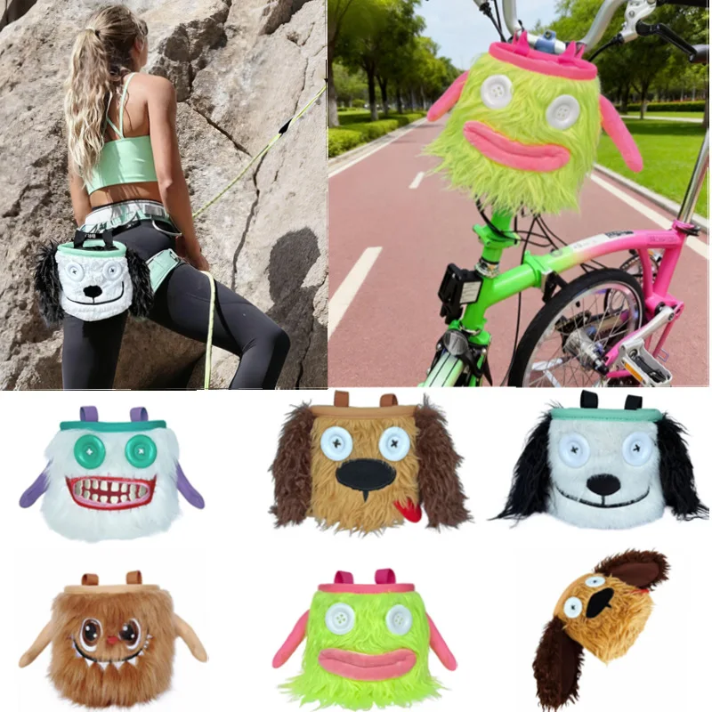 bolsa-de-polvo-de-magnesio-para-bicicleta-diseno-de-monstruo-de-dibujos-animados-pequena-para-ciclismo-equipo-de-ciclismo