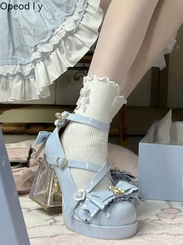 Japanese Original Lolita Sweet and Cute High Heels Round Head Thick Heel Jk Uniform Versatile Mary Jane Women's Single Shoes