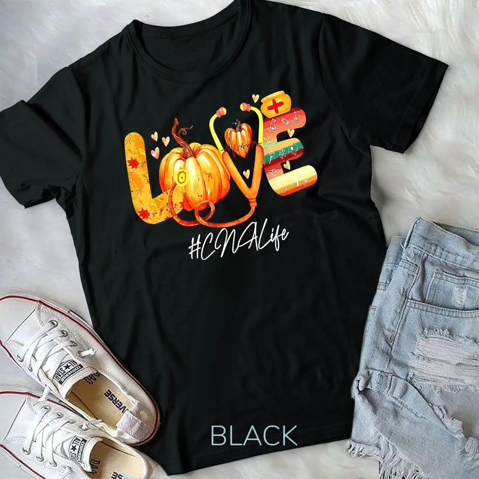 

Love CNA Life Pumpkin Fall Autumn Thanksgiving Nursing T-Shirt Unisex T-shirt