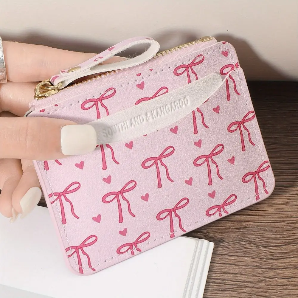 Fashion PVC Credit Card Holder Roomy Slim Card Case Cute Bow Portable Coin Purse for Women Girls