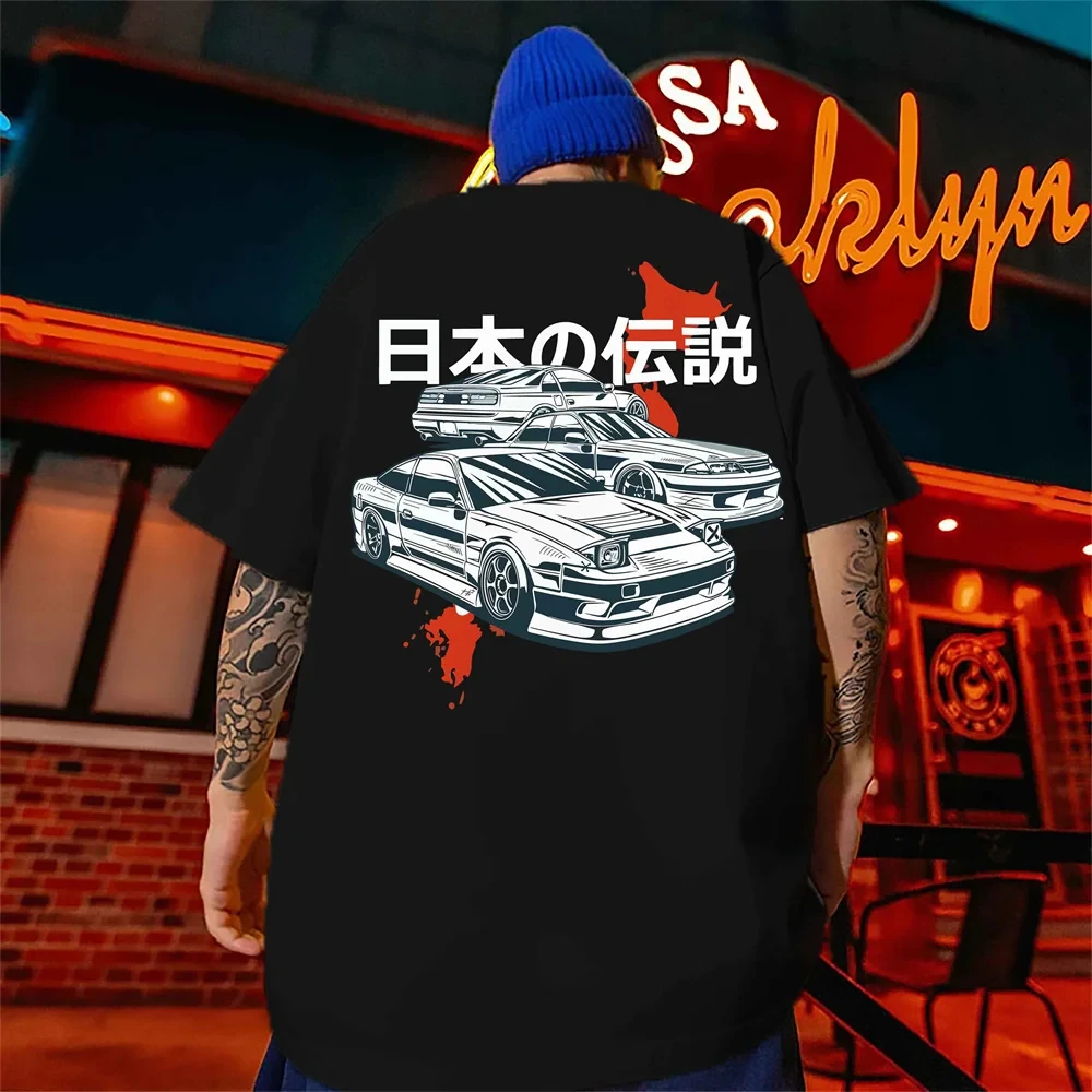 T-shirt męski 3D japoński nadruk wyścigowy męska koszulka koszulka hip-hopowa Plus rozmiar czarna koszulka odzież męska Retro top uliczny