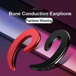 Bluetooth 4.1 Earphone Wireless Single Ear Bone Conduction Headset with Mic Lightweight Painless Earpiece Ear Hanging For Sports