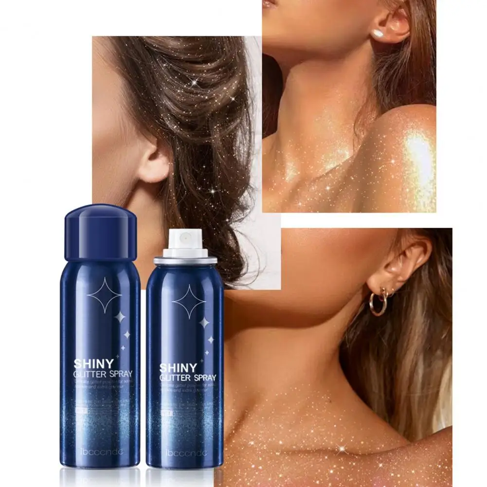 60ml prático corpo glitter spray seguro atraente iluminador spray brilhante pele glitter spray