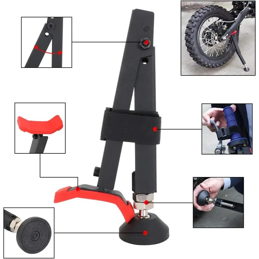 حامل رفع عجلة الدراجة النارية، حامل خلفي أمامي وخلفي، سهل ومحمول لمعظم صيانة وإصلاح عجلات الدراجات النارية
