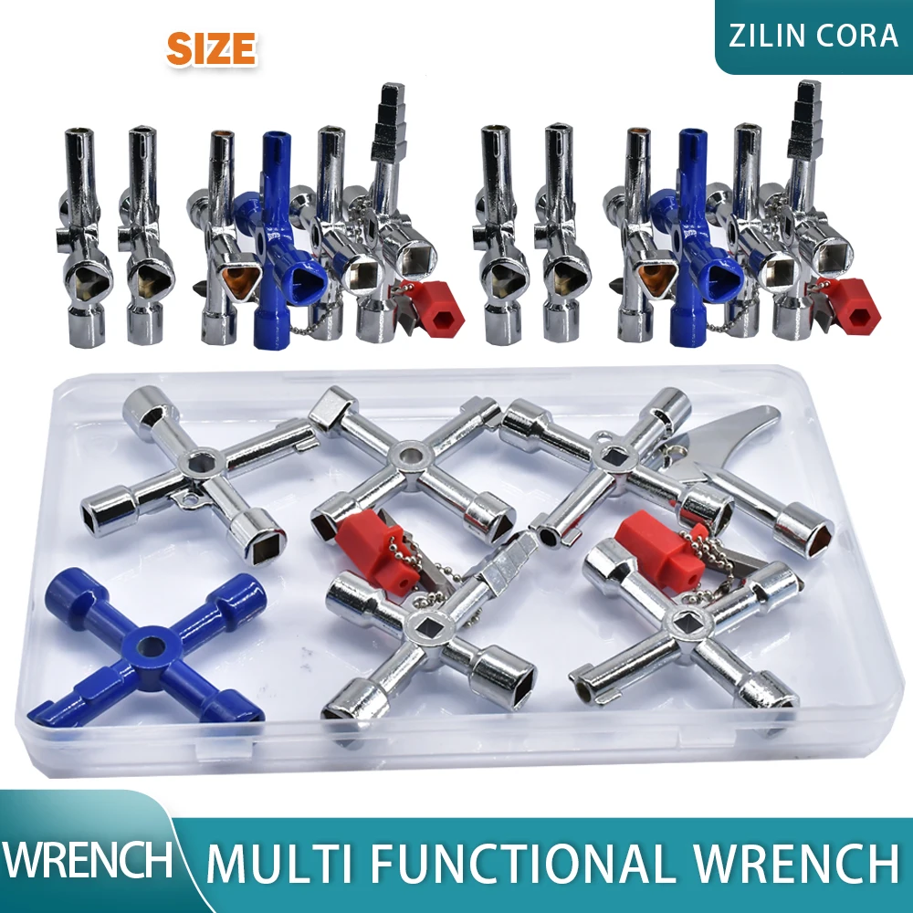 

Electric Cabinet Car Elevator Cross Key Wrench Water Meter Valve Key Internal Triangle Wrench Multi-purpose Tool Portable Kit