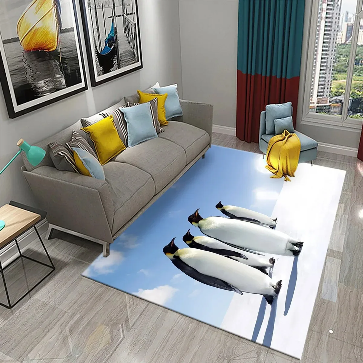 سجادة بنمط البطريق القطبي الجنوبي بتصميم حيوان جميل لغرفة المعيشة وغرفة النوم والحمام سجادة مضادة للانزلاق #4