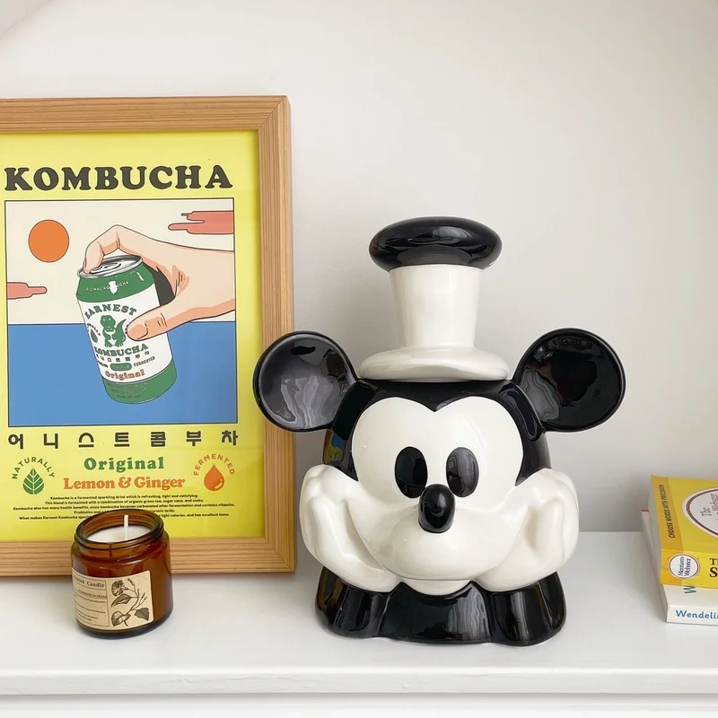 Disney Mickey Ceramic Storage Jar Home Living Room Decoration Mickey Steamboat Power Cookie Jar Candy Jar Cartoon Festival Gifts