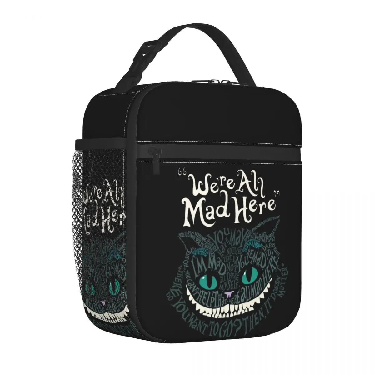 Custom Cheshire Cat Insulated Lunch Bag Alice Wonderland Thermal Cooler Food Lunch Box Outdoor Camping Travel Portable Tote Bags