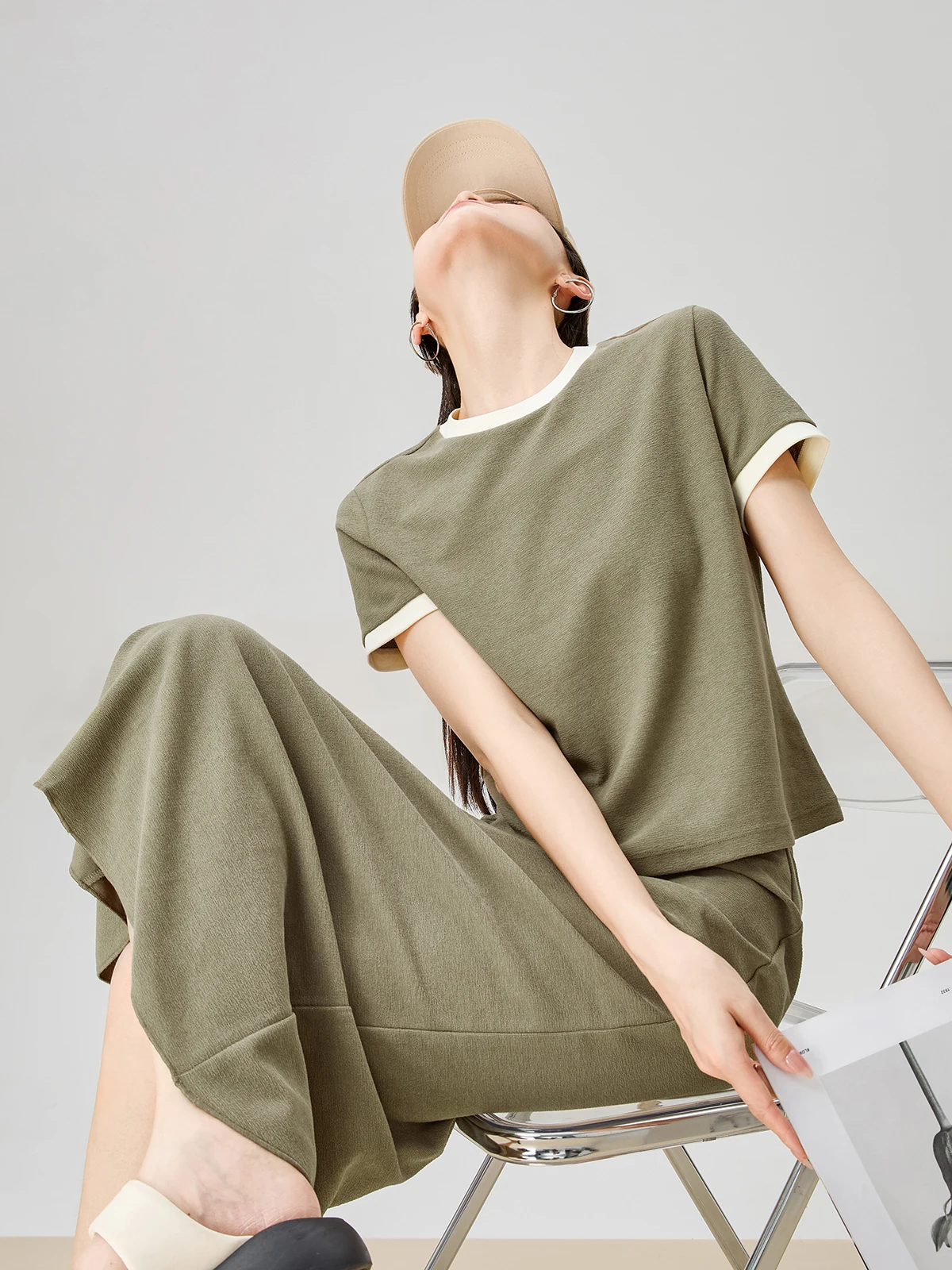 

Лето 2022, модный цвет, футболка Blo ort Sve, комплект с юбкой, женский модный комплект с высокой талией, свободный крой, повседневный ансамбль