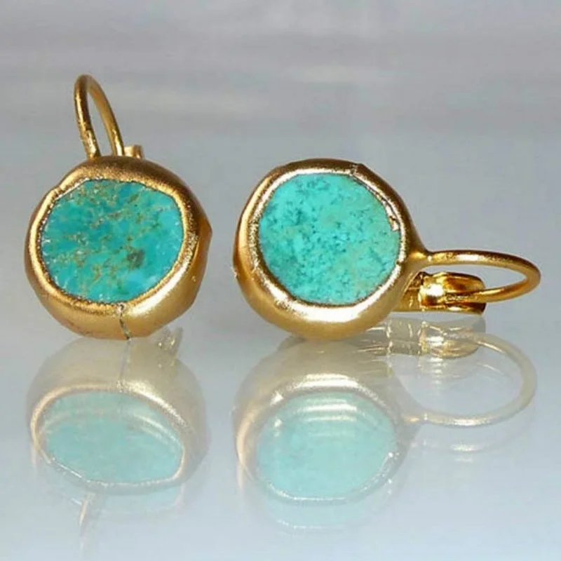Vintage Boho Ethnic Green Resin Stone Drop Dangle Earrings For Women Indian Tribal Vintage Earrings