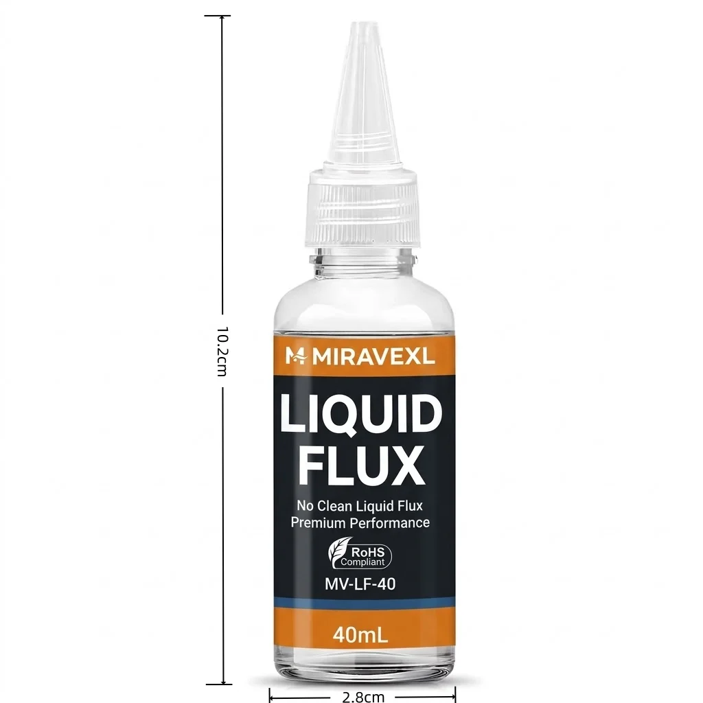 40mL No-Clean Flüssigflussmittel für Lötarbeiten, Elektronik-Reparatur, PCB, BGA, SMT-Schweißen, Bleifrei, Premium-Leistung MIRAVEXL MV-LF-40 – Detail 2