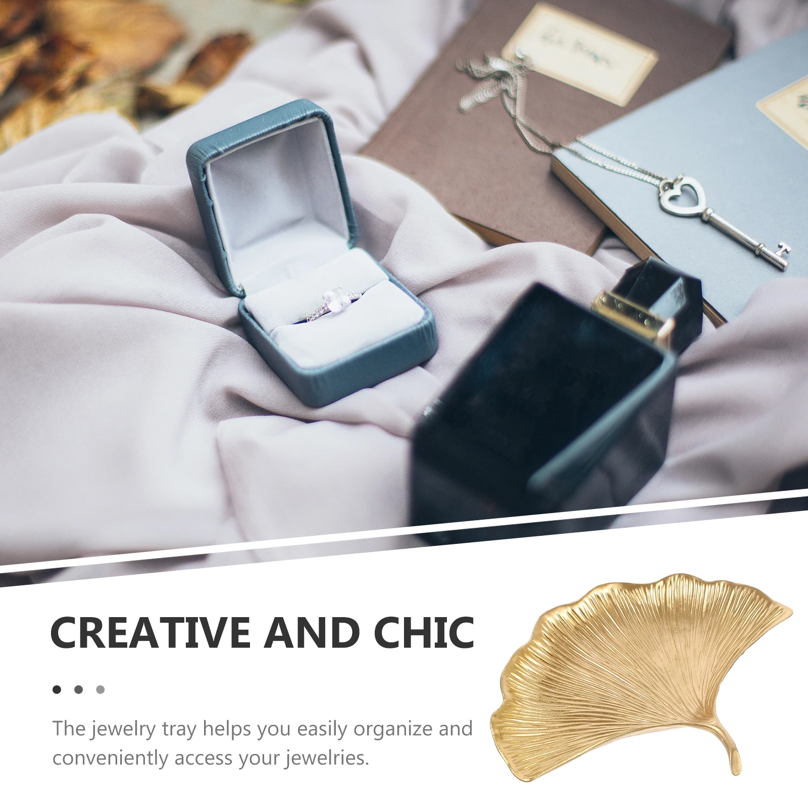 

European Style Metal Trinket Dish Key Holder Ring Organizer Leaf Shaped Vanity Tray Jewelry Storage Tray Light