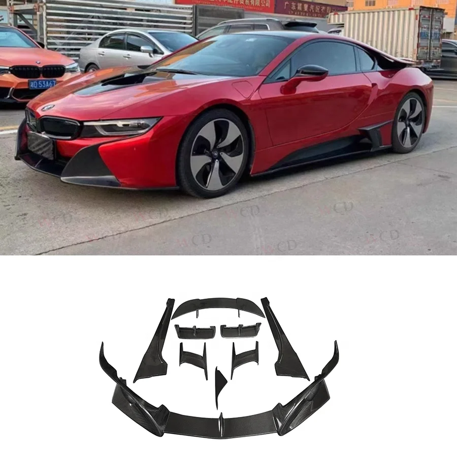 TOP Style Carbon Fiber Bodykit For BMW I8 2014+ Body Kit Front Lip Rear Splitter Diffuser Side Skirt Spoiler Car Accessories