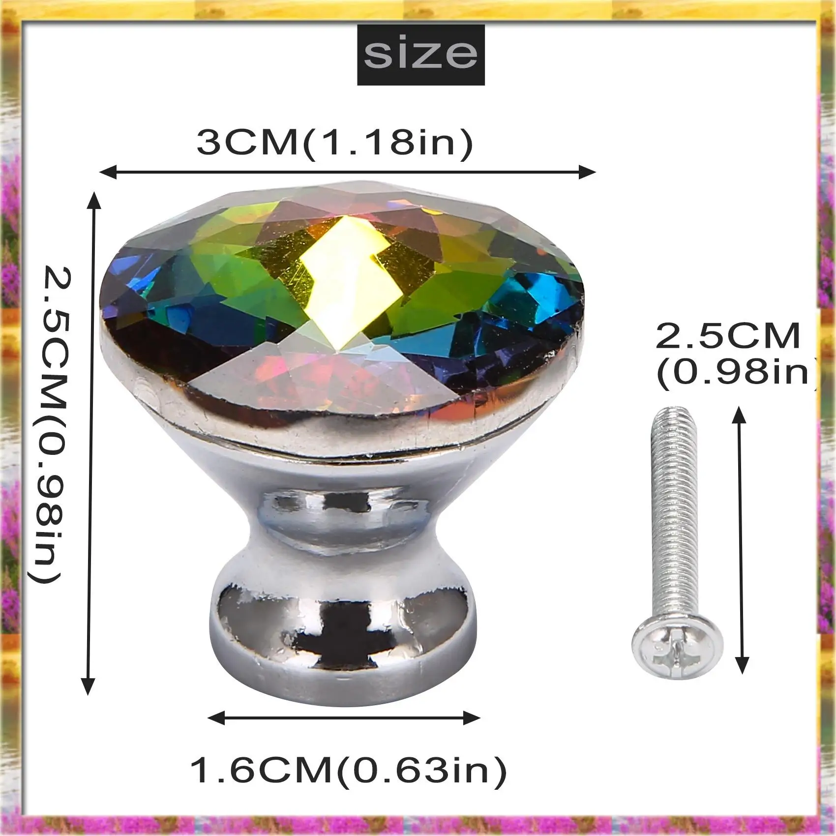 【AB07 Price 】10PCS 30MM Colorful Crystal Knobs Glass Cabinet Knobs Drawer Pulls Handle For Home Cabinet Drawer And Dresser