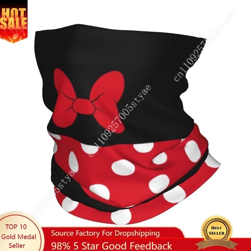 

Custom Minnie Mouse Cartoon Polkadot Anime Bandana Winter Neck Warmer Windproof Wrap Face Scarf for Hiking Gaiter Headband