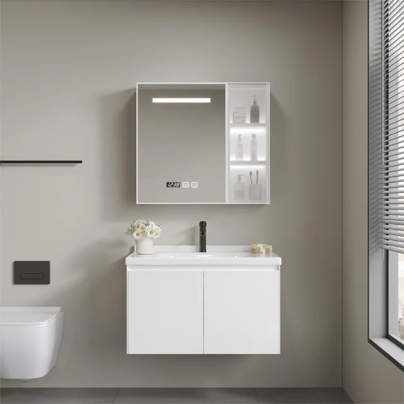 

Thickened space aluminium bathroom cabinet ceramic integrated bathroom washbasin washstand hand washing bathroom washbasin combi