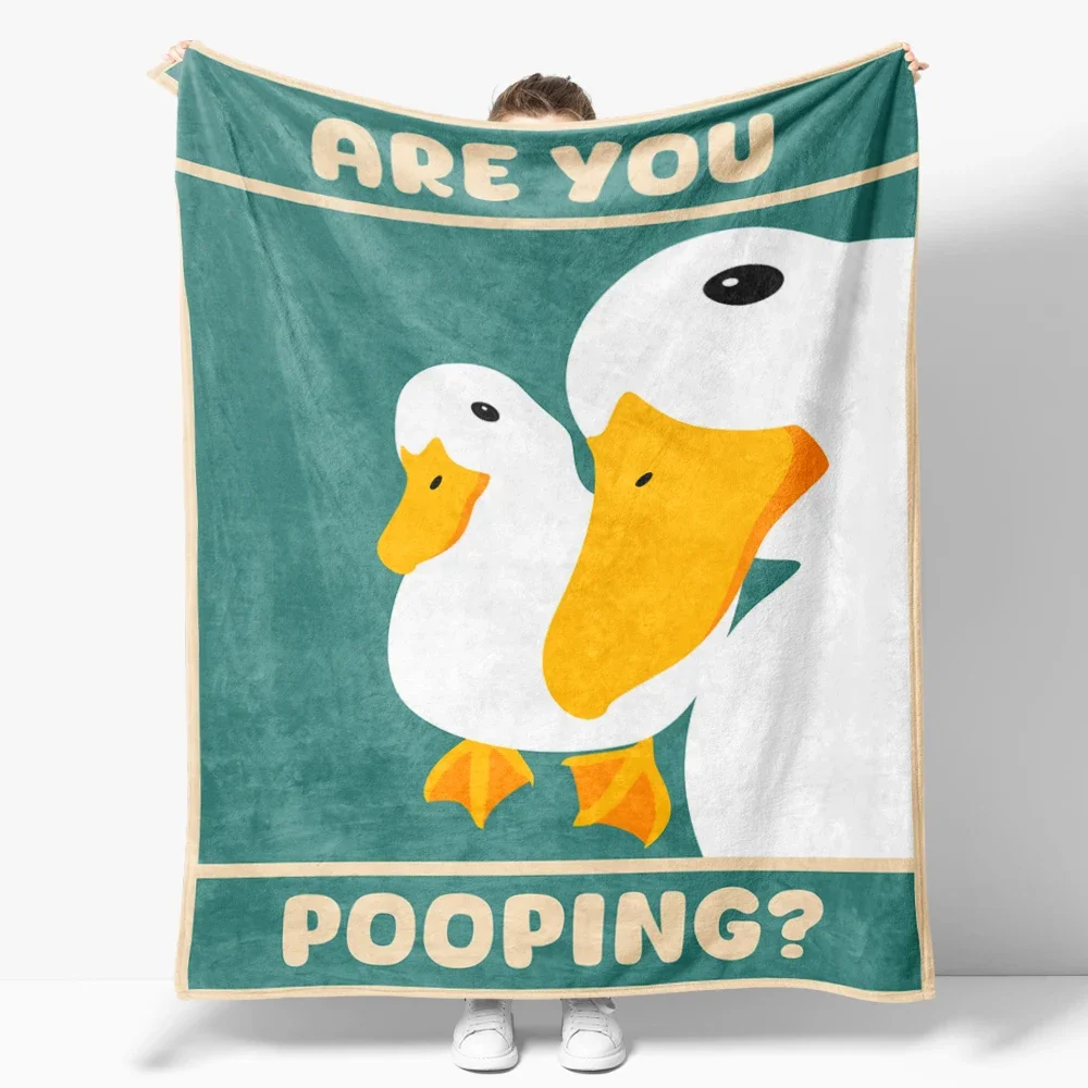 Funny Are You Pooping Dog Goose Pair Cute Bathroom Humor Blanket Gift for Friends