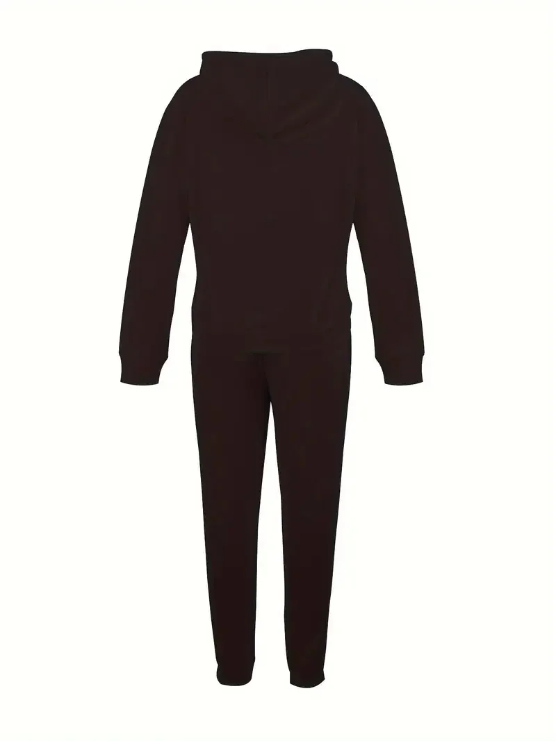 Women's autumn and winter fashion casual MELANIN pattern print with plush warm and thick pullover hoodie+sports pants set