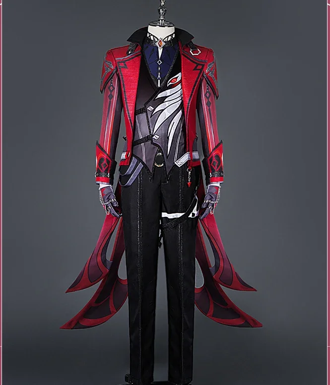 

Game Genshin Impact Diluc Cosplay Costume Red Dead of Night Diluc Outfit Halloween Carnival Party Men Costumes Customized