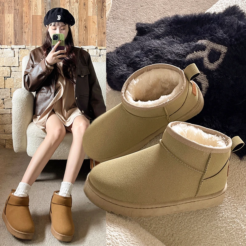 

Snow Boots Women's Short Tube Thickened Cotton Shoes Non-slip Winter New Shoes Student Women's Shoes 2023 Black Boots