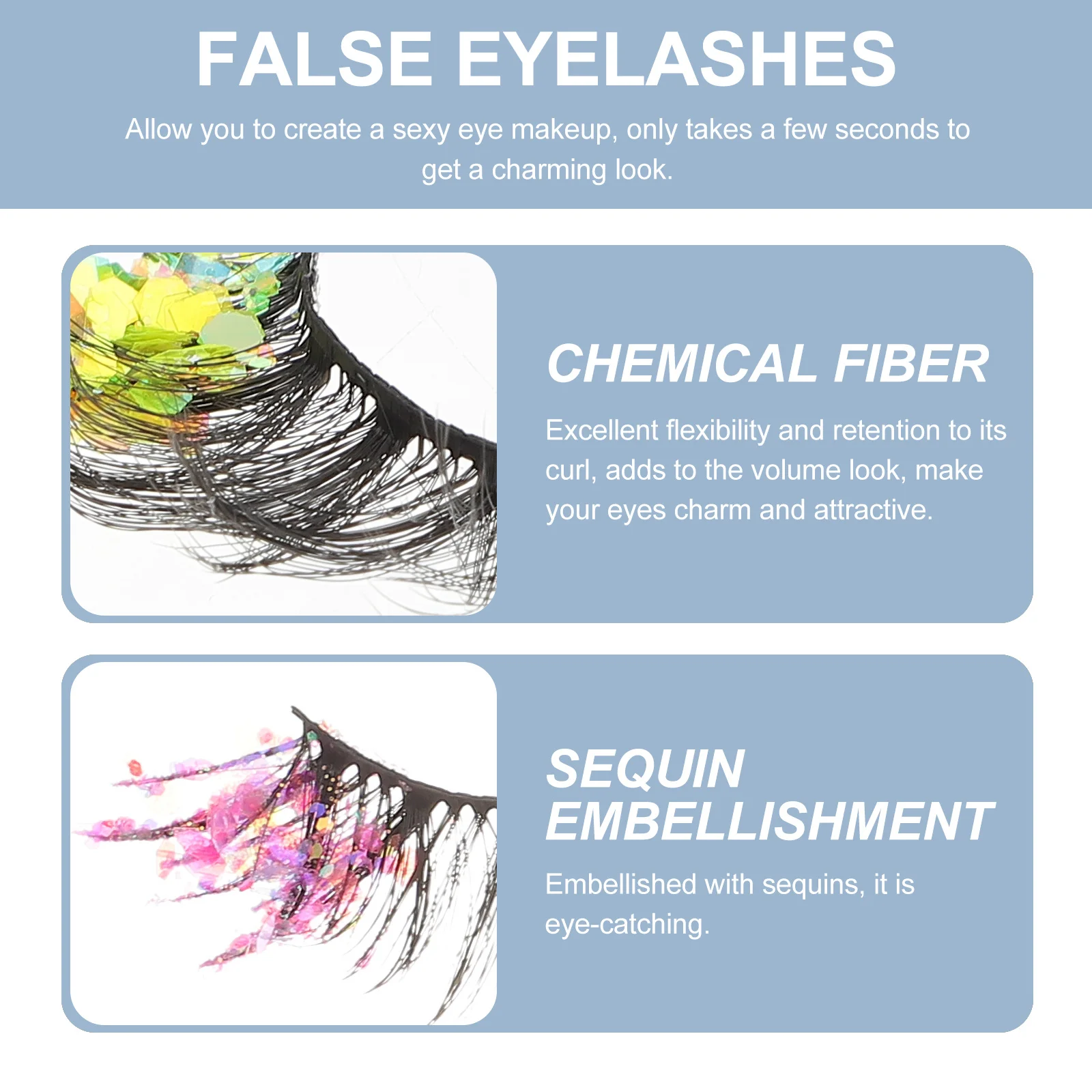 3 أزواج من الرموش الصناعية اللامعة ذات الألوان الطويلة لحفلات التاريخ، رموش صناعية أطول للعين #2