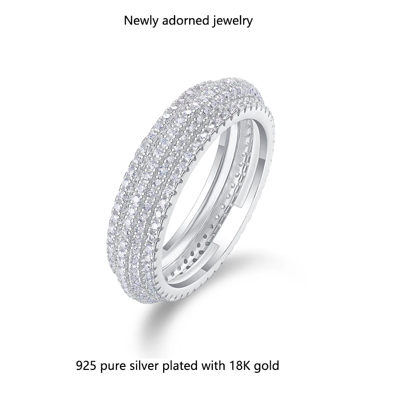 

New S925 sterling silver ring with a round D-color moissanite stone, elegant and simple design for women