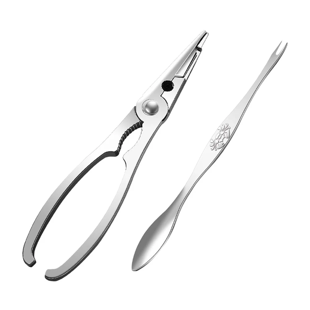 

Seafood Shear Crab Claws and Needles Forks Opening Tool Silver Stainless Steel Plier