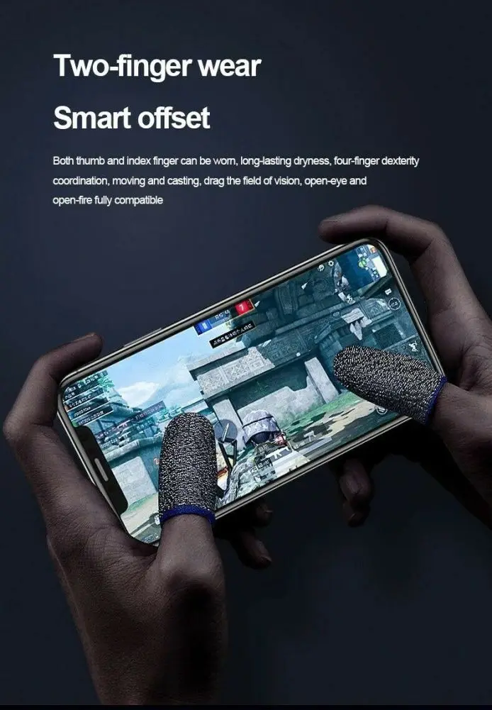 1 pasang sarung jari Gaming Super tipis, ujung jari praktis bernapas untuk game seluler Pubg, alat aksesori layar sentuh