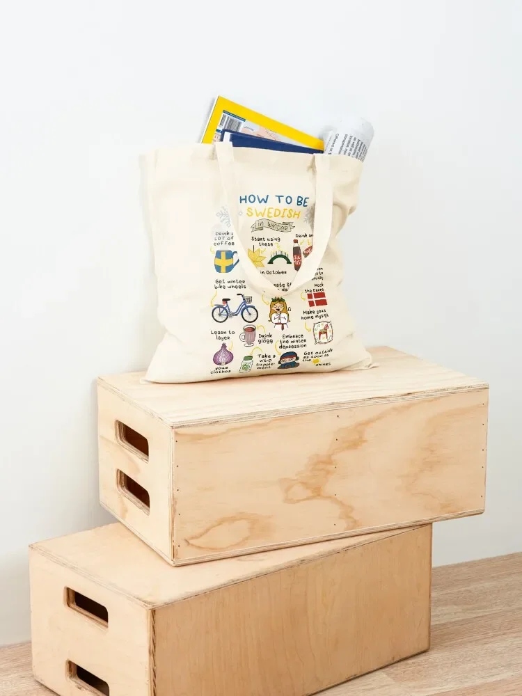 كيف تكون سويدية في الشتاء حمل الحقائب المتسوق للنساء حمل الحقائب الرجال حقيبة قماش أكياس التسوق القابلة لإعادة الاستخدام