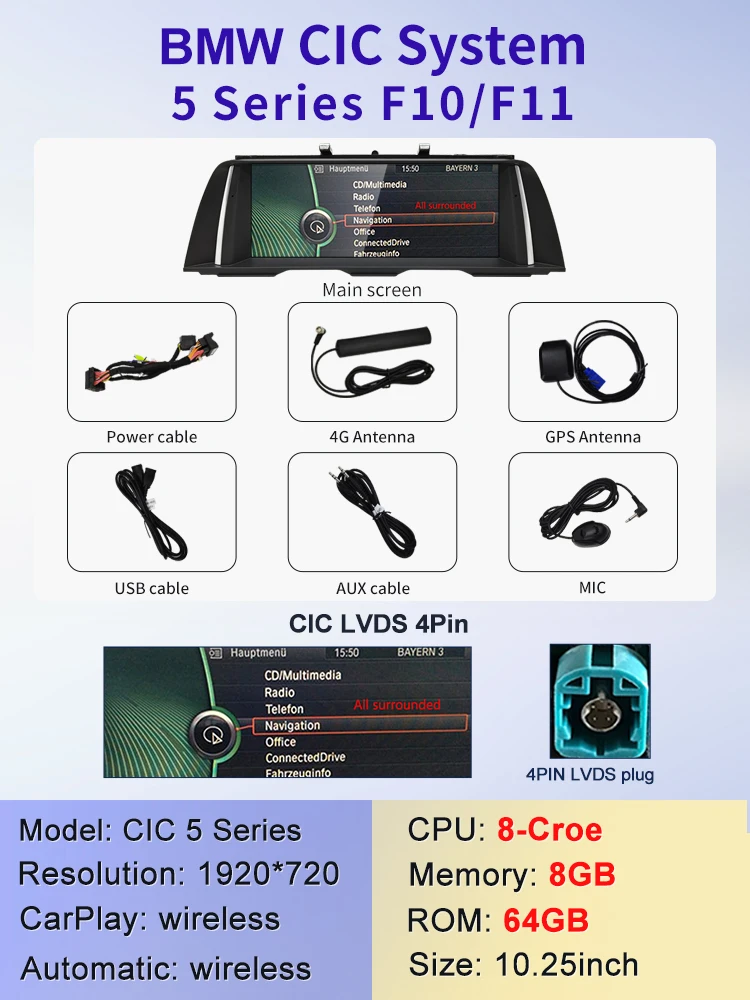 STWEI 2024 Nieuwe ID6 ID7 ID8 UI 10.25inc Android Systeem Draadloze Carplay AUTO Voor BMW 5 Serie F10 F11 CIC NBT Auto Spelers GPS NAVI
