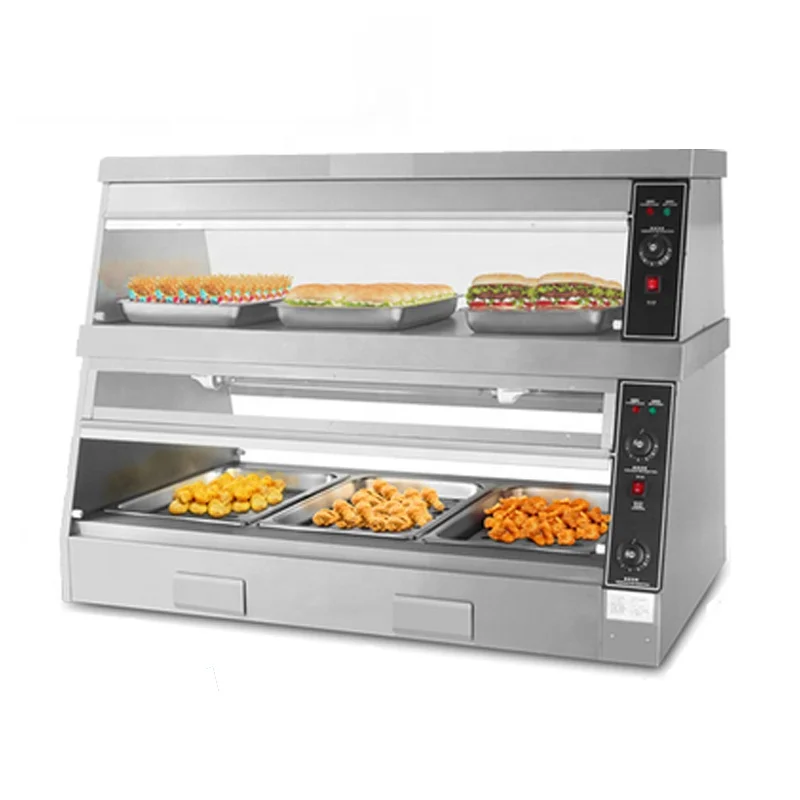 

Electric 2 Layer Hot Food Warmer Display Showcase Fried Chicken Warmer Display Food