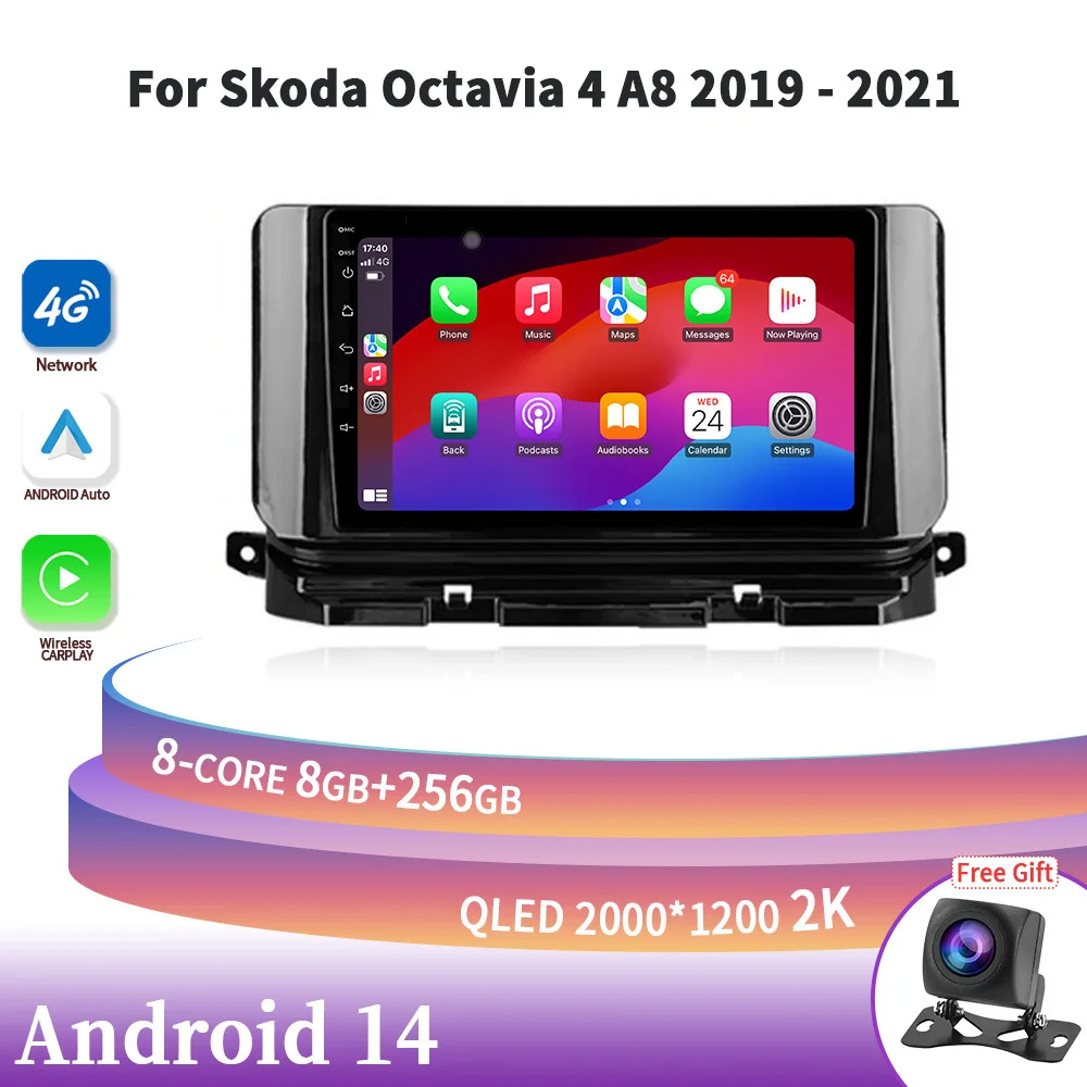 

Car Radio Android 14 For Skoda Octavia 4 A8 2019-2021 Wireless Carplay Car Stereo Multimedia Screen Player 4G GPS WIFI Head Unit