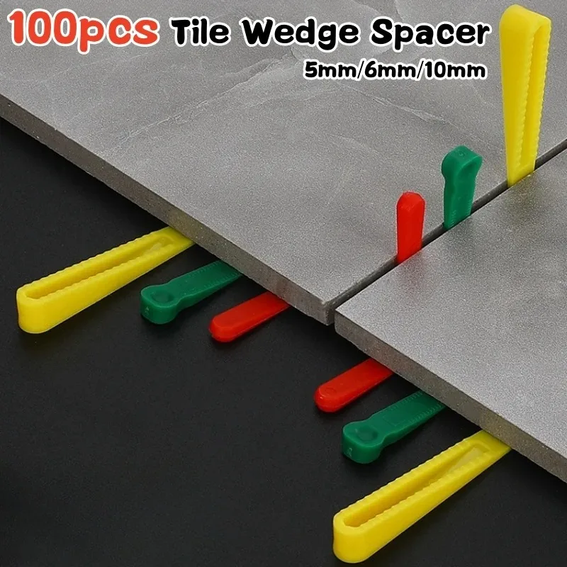 100 pièces d'entretoises de carrelage en plastique réutilisables 5/6/10 mm pour la pose de carreaux en céramique, le nivellement et l'ajustement des sols dans la construction domestique