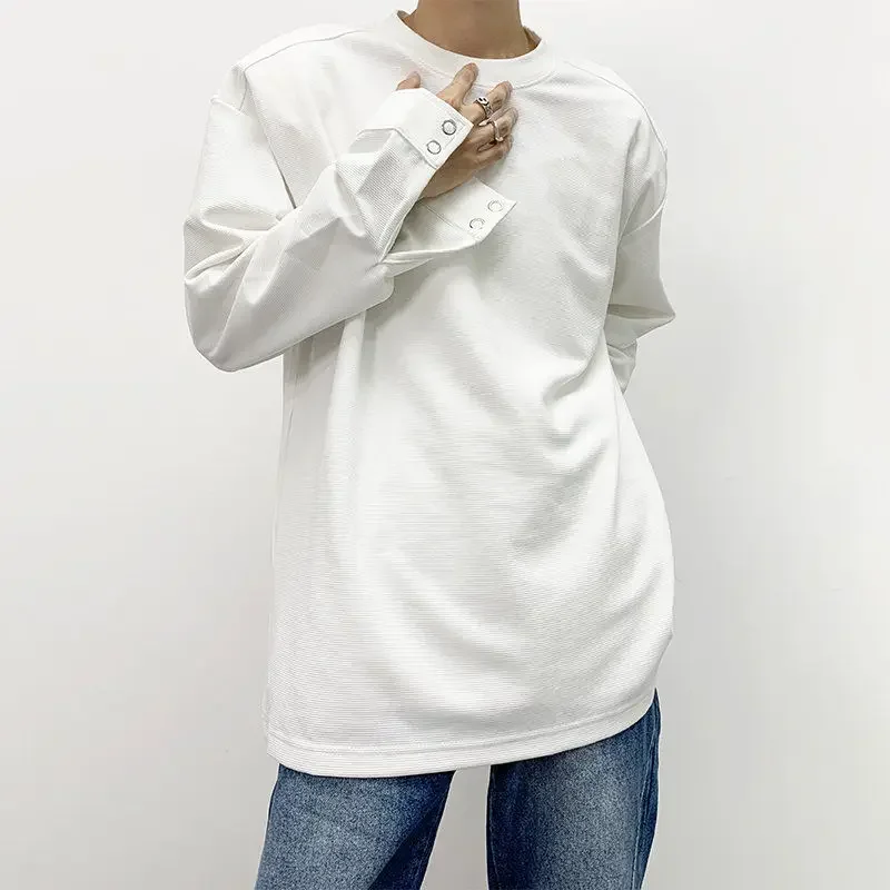 

Повседневные мешковатые мужские футболки, толстовка с круглым вырезом, винтажная футболка 90-х годов, весенняя нормальная корейская роскошная объемная мужская пуловер с длинными рукавами