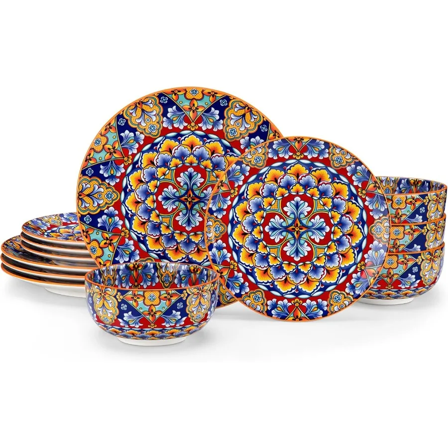 

Набор столовой посуды из 12 предметов. Набор оранжевых тарелок и мисок для 4 фарфоровых посуды. Набор для домашней столовой. Микроволновая печь и можно мыть в посудомоечной машине.
