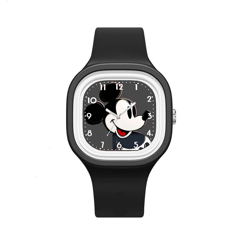 Miniso Anime Cartoon Disney Mickey Minnie Mouse Silicone Square Quartz Boys Girls Student Sport Watch Children Kid Birthday Gift