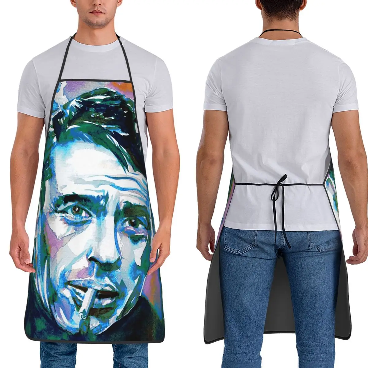 Jacques Brel Watercolor Portrait Aprons Chef Baking Tablier Waterproof Bib Kitchen Cleaning Pinafore for Women Men Painting