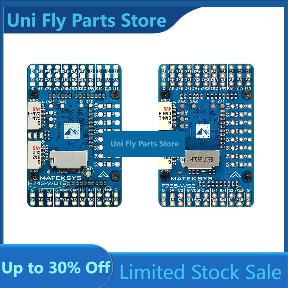 UniFlyMateksys Matek H743-WLITE Flight Controller STM32H743VIH6 ICM42688-P DPS310 OSD MicroSD Blackbox F765 For FPV