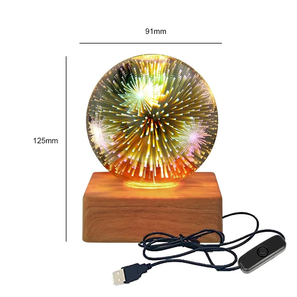 Heart Night Lamp Faux Wood ABS Base 7 Color Changing Smooth Rounded Corners Warm Light Fade Mode USB Direct Plug in Power Supply