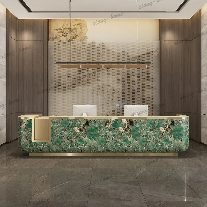 lsCustomized Aesthetic Desk Table Luxury European Exquisite Glamour Reception Desk Beauty Simple Kassen Theke Office Furniture