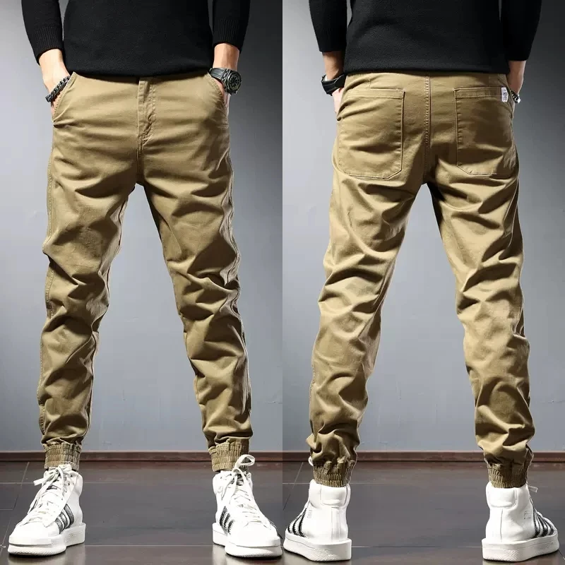 Summer Cotton Men's Casual Pants Korean Style Streetwear Black Slim Fit Trousers CP1978