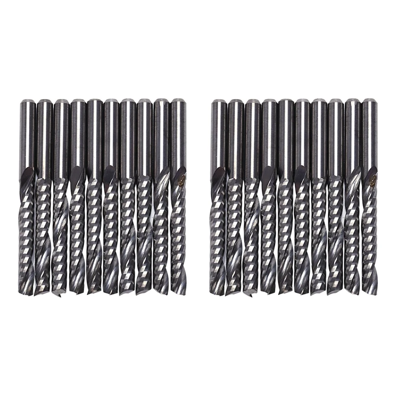 Única Flauta Espiral Carbide Milling Cutter Cnc Router Bits 3.175×22 mm 20 Pcs