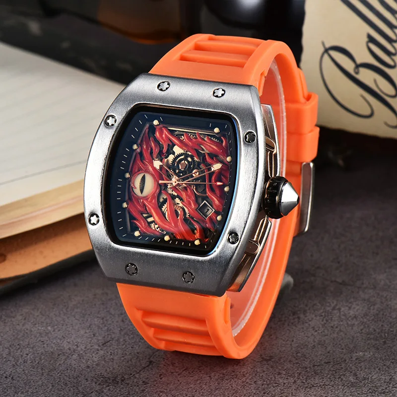 Wine barrel type devil's eye quartz watch luminous non-quartz watch air flywheel fashion men's watch