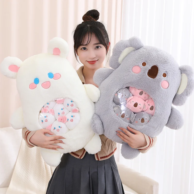 Sac d'Ours Koala en Peluche de Dessin Animé Japonais, Lapin Doux, Oreiller Créatif, Dinosaure, Beurre, Cadeau, 6 Pièces