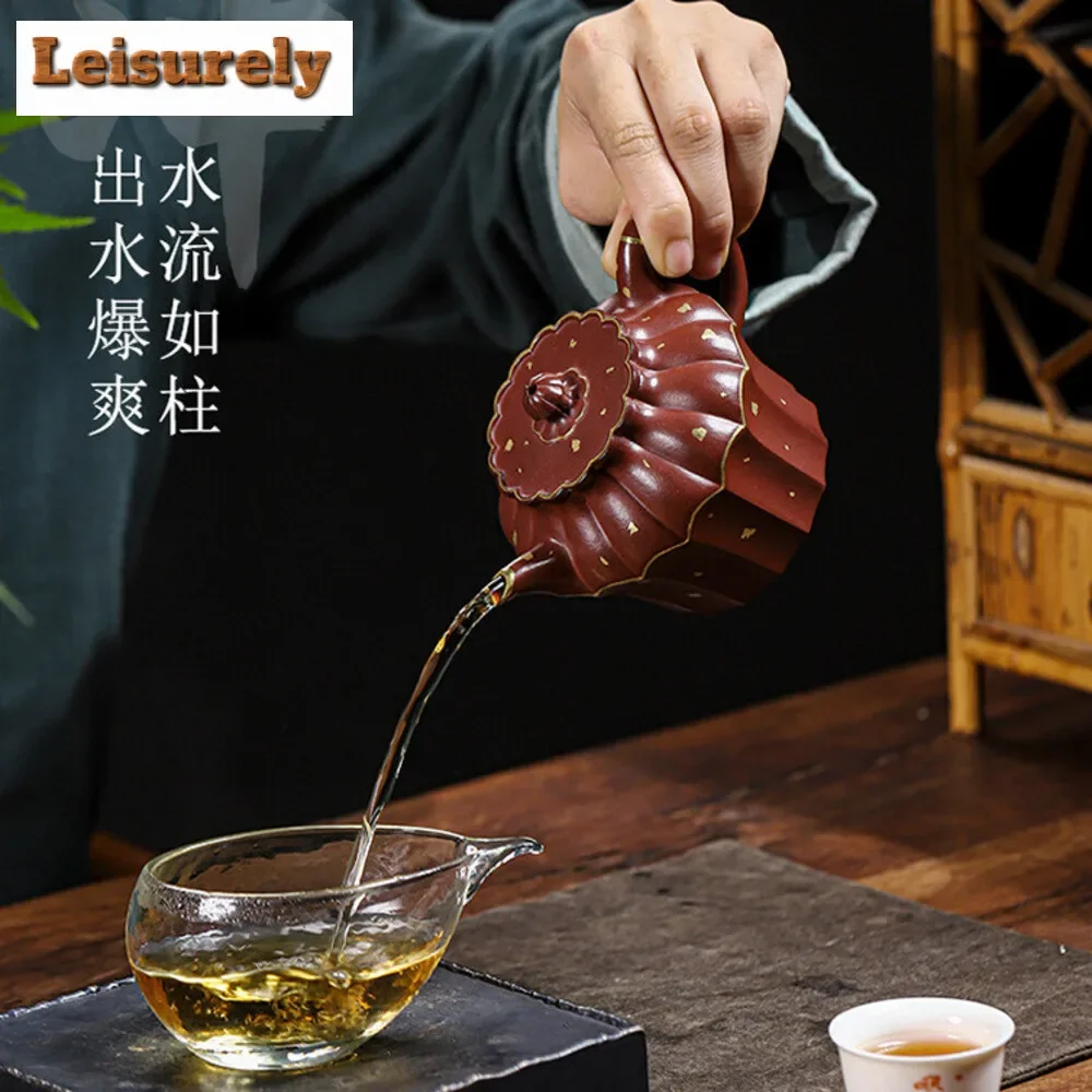 300ML Aesthetic Yixing Purple Clay Teapots Handmade Pot Raw Ore Purple  Mud Kettle with Infuser Zisha Tea Set Tea Services Gift