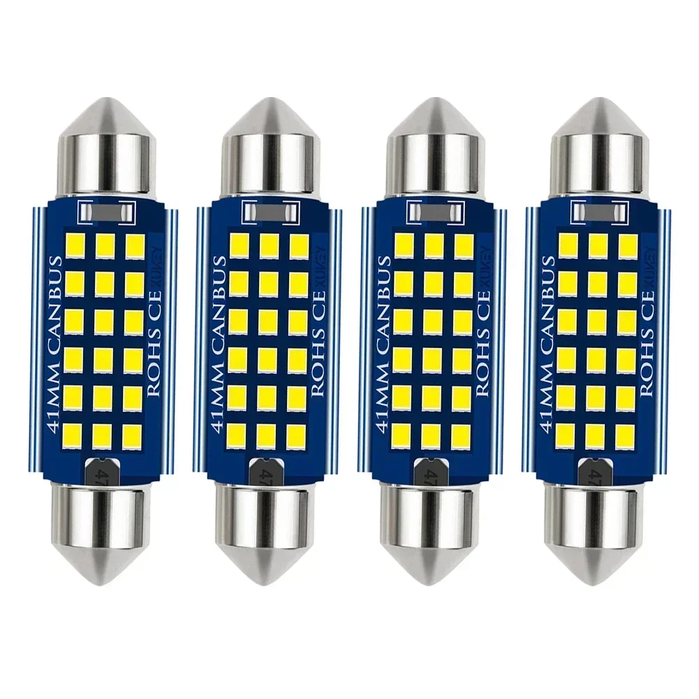 4pcs 41mm 578 212-2 CANBUS Dome Map Light White LED Festoon Bulb Interior Lamp New Upgrade 2016-SMD LED Chips Car Lights