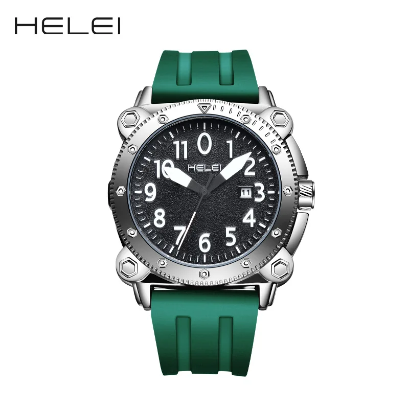 

HELEI New Silicone Strap Men's Sports Watch Waterproof Watch Calendar Quartz Watch