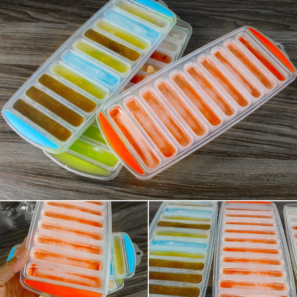 

8pcs 10 Holes Plastic Ice Mold Long Stripe Design Ice Cube Tray For Juice Fruit Chocolate Jelly Craft Dough Cake