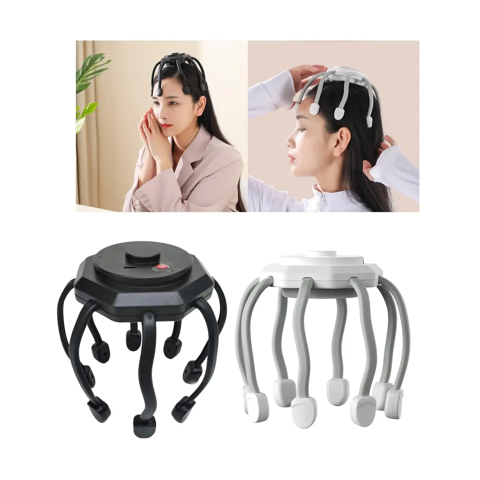 

Head Massager Gift Rechargeable 3 Modes Head Massage Device for Deep Sleep Scalp Massager Thick Hair Octopus 3 Modes Scalp scrub